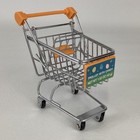 Mini Metal Shopping Cart Buggy Replica Dollhouse Desktop Storage Trolley Toy