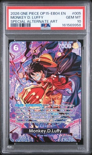 2026 ONE PIECE OP15-EB04-ADVENTURE ON KAMI'S ISLAND #005 MONKEY D. LUFFY PSA 10
