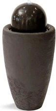 XBrand 25.98"W Round Stone Sphere Water Fountain w/LED Lights Ball BROWN