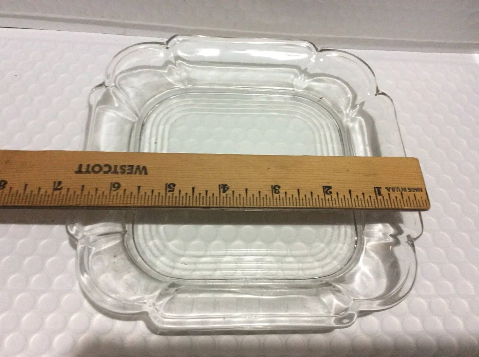 2 Part Baroque Relish Dish  Divided Etched Clear Handled - Image 2 of 4