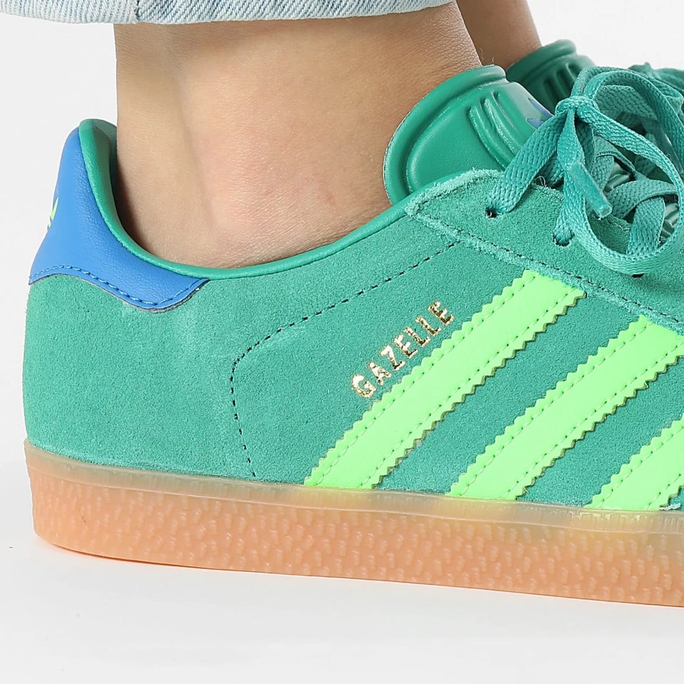 adidas Gazelle Suede Trainers - All Sizes Available - Green/Blue/Gum (JP7127) - Image 3 of 4