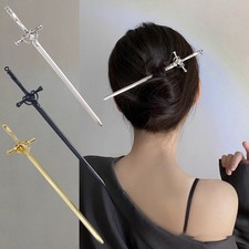 Chinese Sword Hair Stick Pins Punk Vintage Headwear DIY Bun Fork Accessories Wom