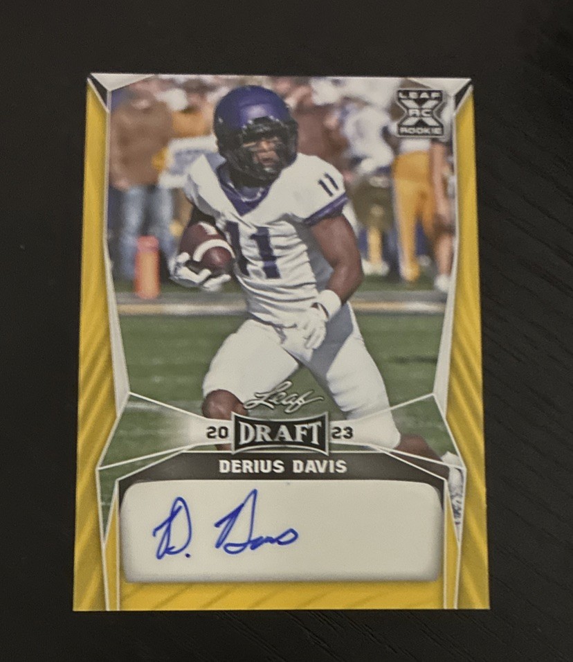 2023 Leaf Draft Autograph RC Derius Davis #BA-DD2 Gold TCU Chargers