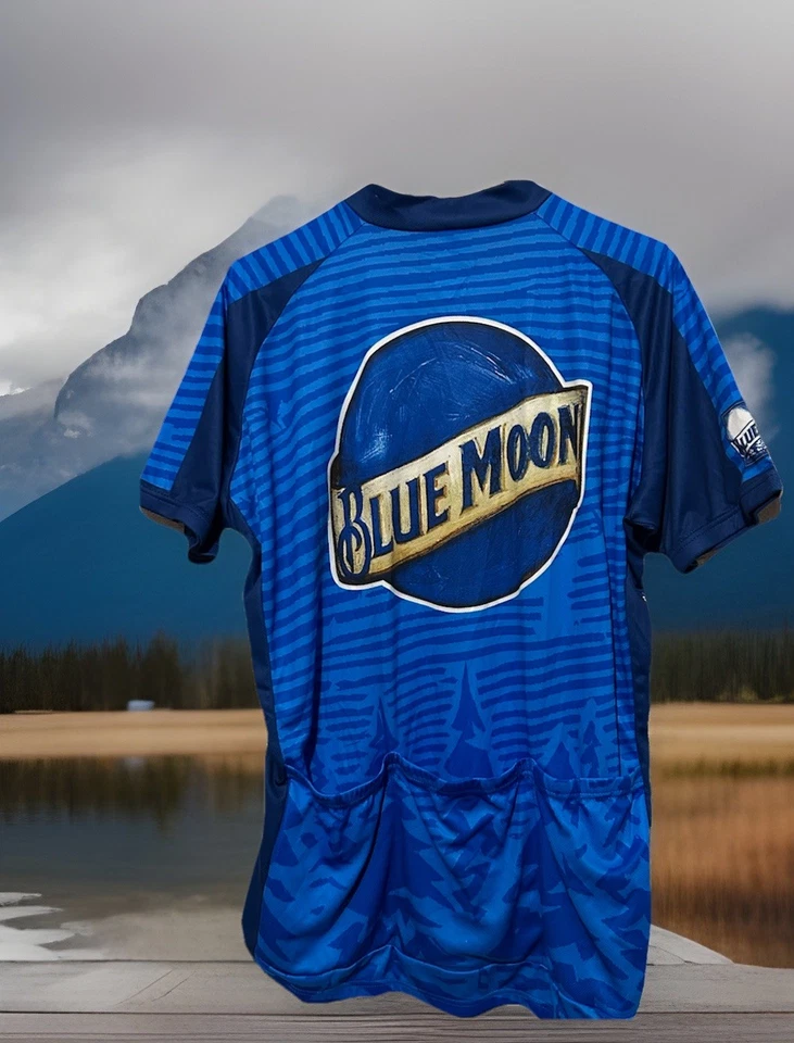 Primal Cycling Jersey XXL Bicycle Blue Moon Brewing Back Pockets Bike Shirt Mens - Image 2 of 4