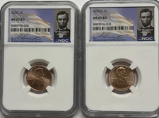 2025 P & D Lincoln Shield Cent NGC MS67 RD 2 Coin Penny Set Signature Portrait
