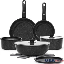 15 Piece Cookware Set Nonstick Removable Handles Space Saving Durable Easy Clean
