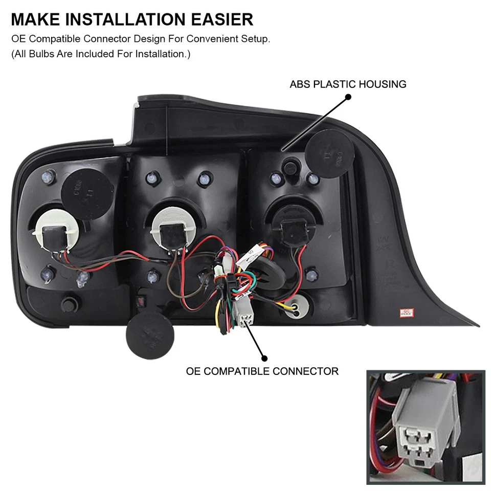 Fits 2005-2009 Ford Mustang Sequential Turn Signal Tail Lights Brake Lamps Pair Foto 4 de 4