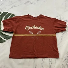 Niko And Womens Retro Crop Top Tee Size 3 L Red Yellow Rochester Oversize