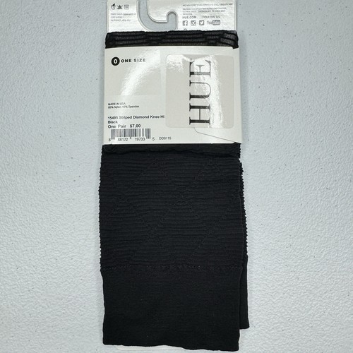 HUE Striped Diamond Pattern Knee Highs Womens One Size Sheer 2 Pairs New - Picture 3 of 4