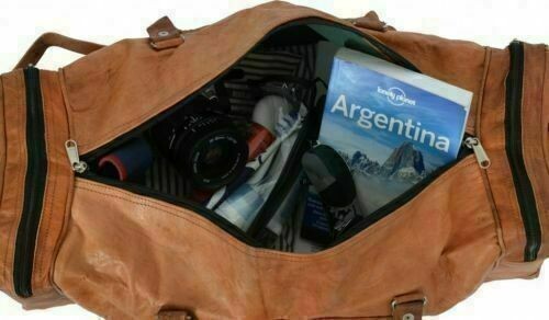 Bag Genuine Leather Travel Gym Luggage Duffle Weekend Vintage Duffel Men Holdall - Picture 2 of 7