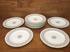 12 Coalport MINERVA 10 3/4” Dinner Plates ~ White No Rasied Edge w/Gold Trim