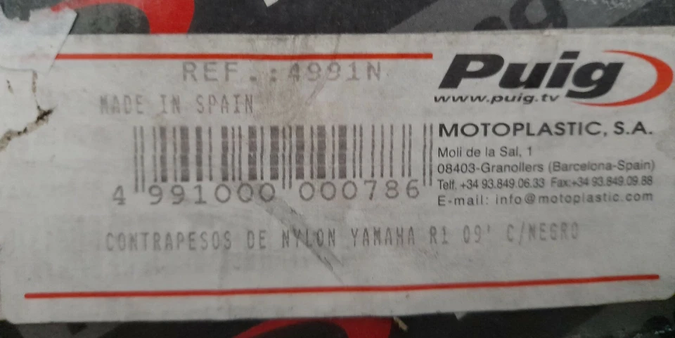 Puig Contrappesi Nylon Nero x Yamaha R1 2009 cod.4991N - Immagine 3 di 3