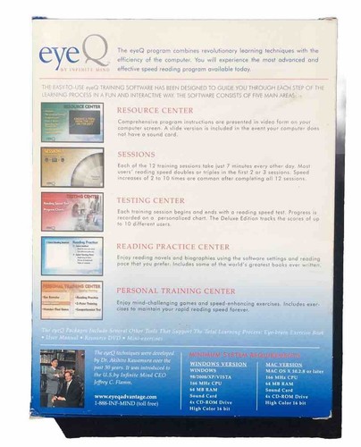 New EYEQ Infinite Mind Speed READING IMPROVEMENT BRAIN ENHANCEMENT + 5 CD-ROM - Afbeelding 6 van 6