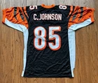 Chad Ochocinco Johnson Signed Bengals Football Jersey and Mini Helmet