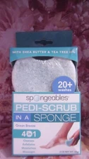 Spongeables Pedi Scrub Foot Scrubber Shea Butter Tea Tree Ocean Breeze NIP