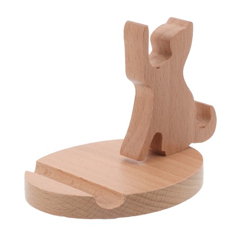 Cell Phone Tablet Wooden Stand Non-Slip Wood Cat Phone Holder Dock Cradle Mount - 第 7/12 張圖片