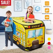 School Bus Kids Play Tent Kids Room Decor Playhouse Indoor Outdoor Pop Up Play