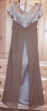 Bridesmaid Dress Princess Long Gown Empire Short Sleeves Mocha Brown Junior 0, 2