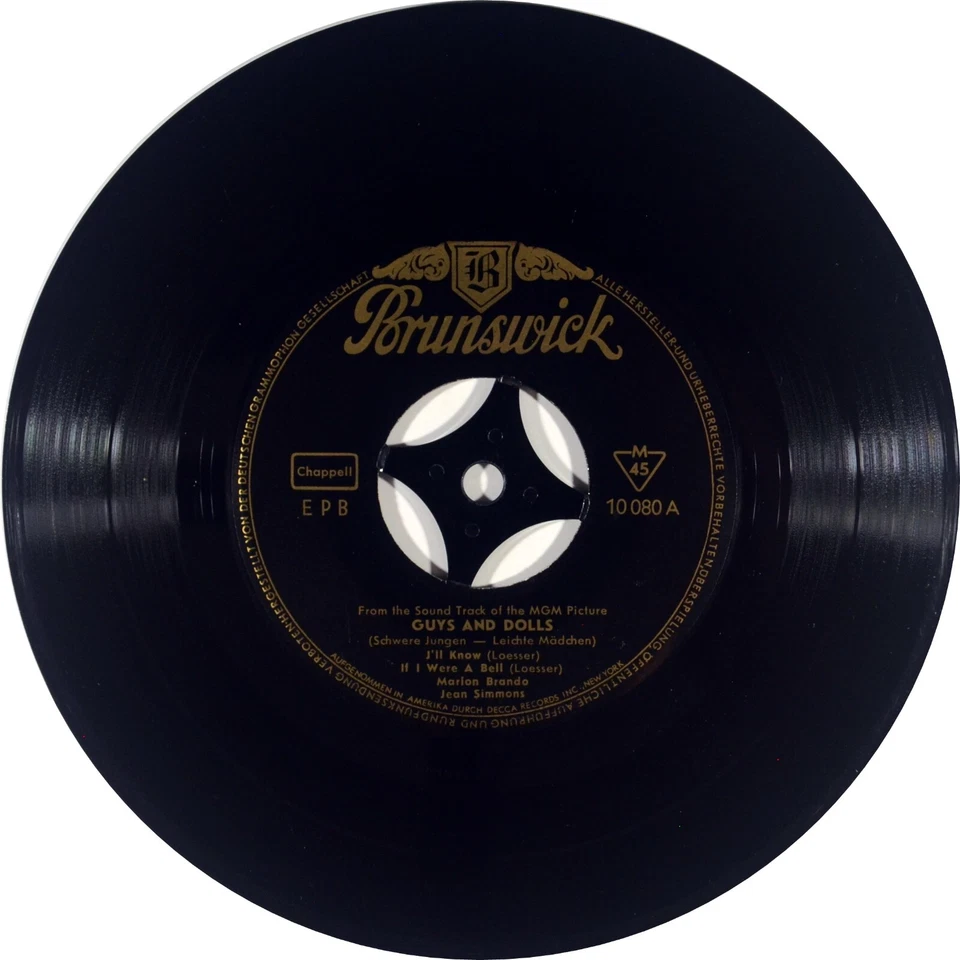 7" JEAN SIMMONS & MARLON BRANDO Guys And Dolls OST BRUNSWICK orig. EP 1956 Mint- - Bild 3 von 4