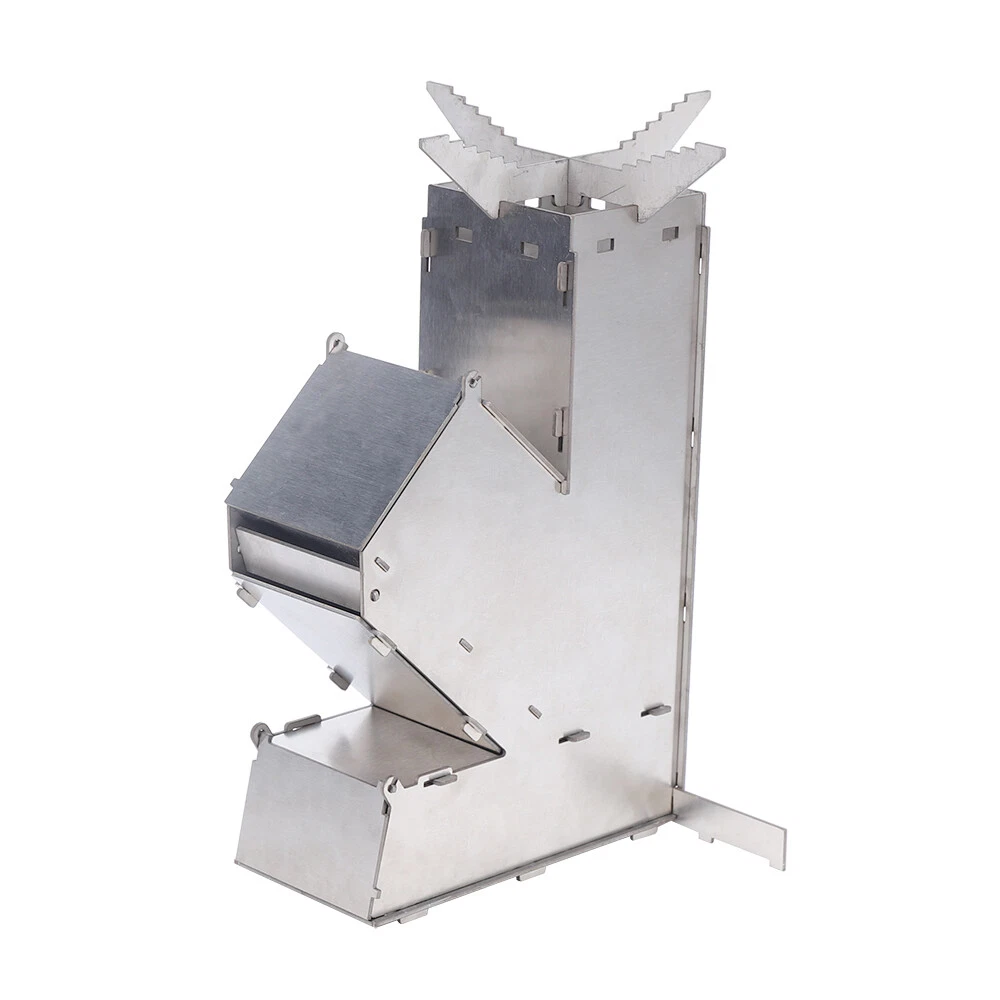 Stainless Steel Camping Rocket Stove Collapsible Wood Burning Backpacking  Camp | eBay