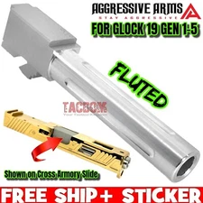 AGGRESSIVE ARMS FLUTED 416R STAINLESS STEEL Barrel GL0CK 19 GEN 1 2 3 4 5 9mm