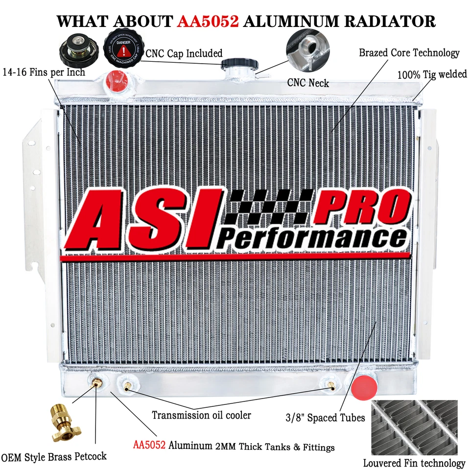 for 79-93 Dodge D/W 100 150 200 250 350 Ramcharger V8 3 Row Aluminum Radiator - Imagem 2 de 4