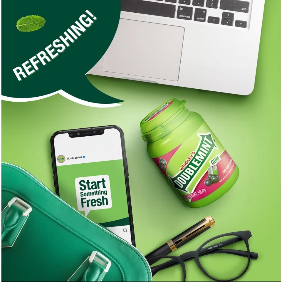 Wrigley's Doublemint 瓶口香糖呼吸-浆果 — 第 2/4 张图片