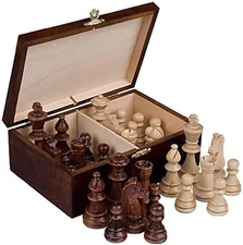 Staunton No. 6 Tournament Chess Pieces in Wooden Box for 2 Players, 3.9-Inch Kin
