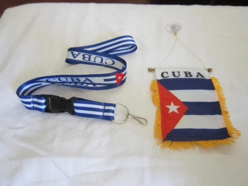 4"x6" Cuba Mini Banner Flag&Cuba ID Badge Holder Lanyard Keychain-New! - Picture 1 of 5