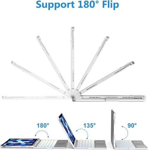 For iPad 7/8/9/10/11th Gen Air Pro 11" Touchpad Keyboard Case with 360° Rotation - Picture 36 of 39