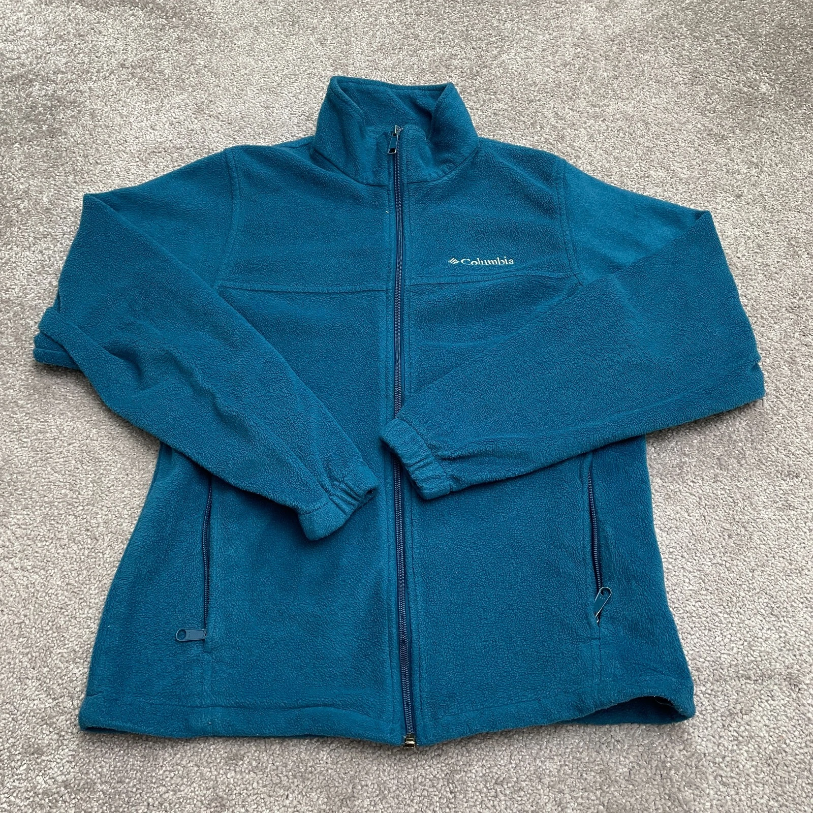 Columbia Steens Mountain Fleece Jacket Mens Small Blue Full Zip Pocket Outdoor