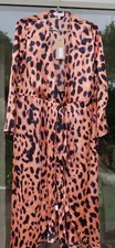 Dancing Leopard Wrap Midi Dress 8 New