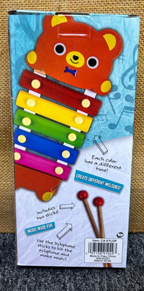 Oso de peluche xilófono bloque de madera rompecabezas y Ty Beanie Bellies paquete de regalo para bebé Foto 3 de 4