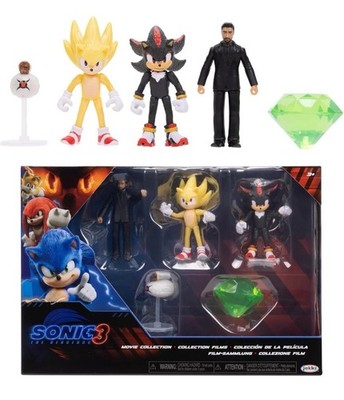 JAKKS Pacific Sonic Hedgehog 3 Movie 2.5'' Figure set: shadow super sonic emerald