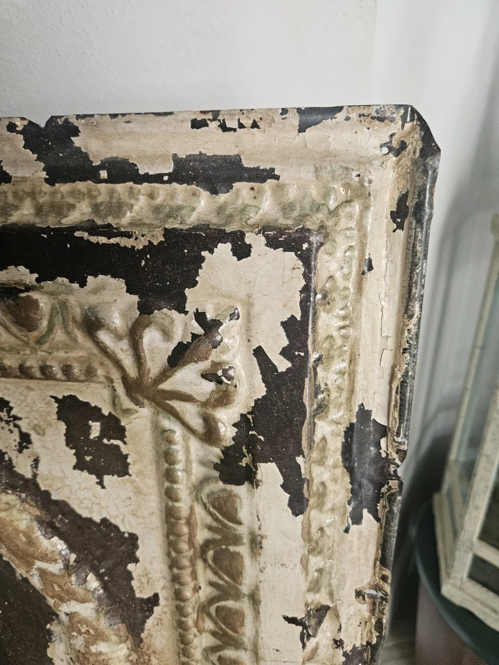 Antique Tin Ceiling Tiles Salvaged 1890's Ceiling Panel 24" By 24" Home Decor - Image 3 of 4