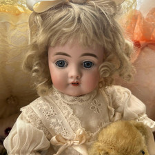 Antique German Bisque Doll – 15” Kestner 143 Early Character Model with 2 wigs M