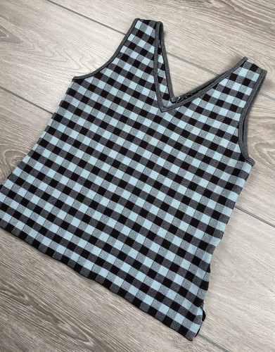 M.M Lafleur Women’s Peggy Top Gingham Picnic Blue Grey Size Medium 