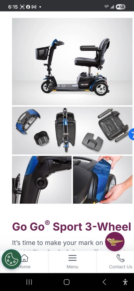 Scooter de movilidad eléctrica deportivo Pride Go-Go camioneta local eléctrica de 3 ruedas Foto 3 de 3