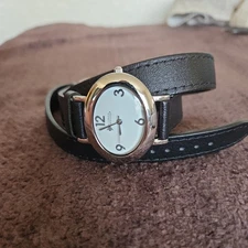 Silpada Designs Wrap Watch Women 33mm Silver Tone Black Leather Band New Battery