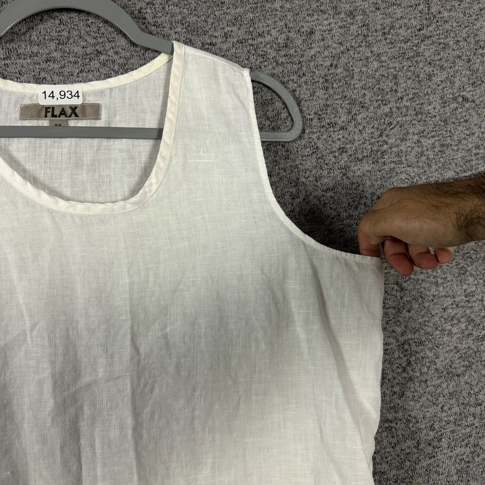 亚麻女式中号白色 100% 真丝夏季束腰背心 — 第 3/4 张图片