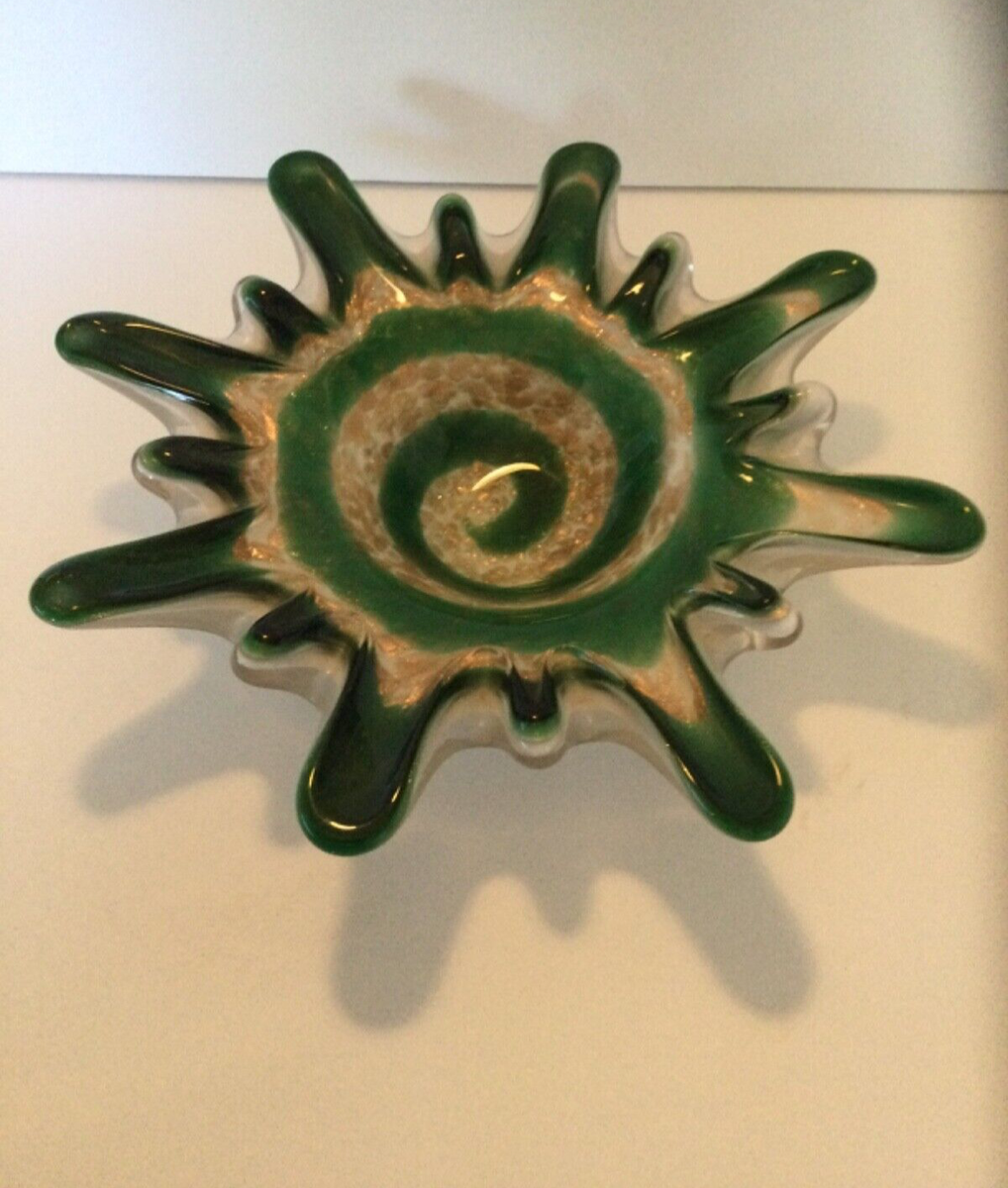 よ*ー様 Murano Green and Gold VETRO ARTISTI Vintage Murano