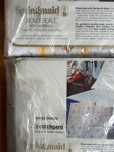 Wondercale Springmaid Vtg Double Fitted & Flat Sheet Yellow Floral 50% Cotton - Picture 4 of 9