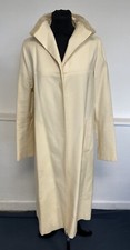 Cesare Fabbri Long Cream Coat With Beaver Fur Collar Italian Size 42