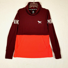 Pink VICTORIA'S SECRET PINK Ultimate Track Jacket Pull Over Cowl Neck Size Large