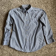 Tommy Hilfiger Mens XL Long Sleeve Button Down Blue Grey Vertical Stripes