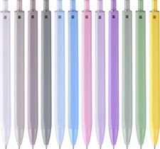 12 Pack Cute Pastel Pens Black Ink Medium Point 1.0mm Retractable Journaling ...