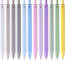 12 Pack Cute Pastel Pens Black Ink Medium Point 1.0mm Retractable Journaling ...