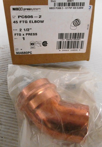 Nibco PC606-2 45 FTG Elbow Copper 45° 2-1/2" FTGxPress