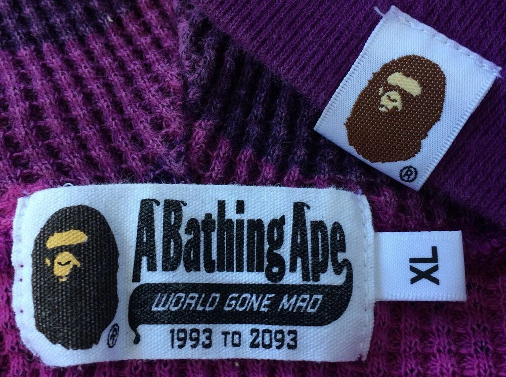 A BATHING APE (BAPE) Felpa con cappuccio e zip intera termica mimetica viola OG Bape