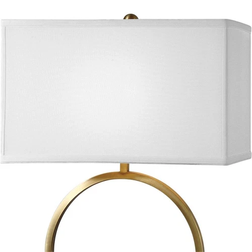 Uttermost Duara Metal Circle Table Lamp in Plated Brushed Brass/White - Picture 4 of 7